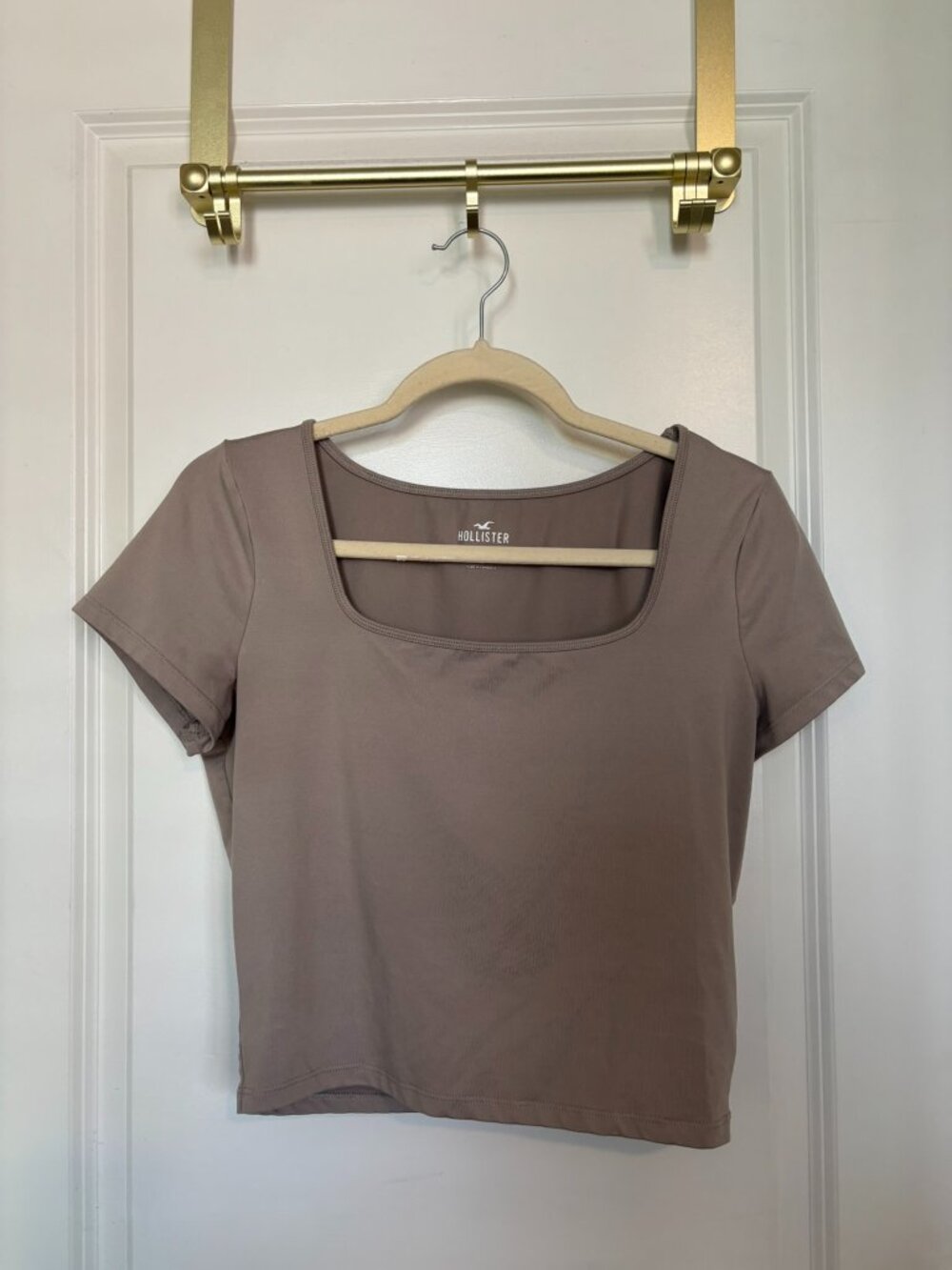 Hollister Large Tan Square-Neck Tee